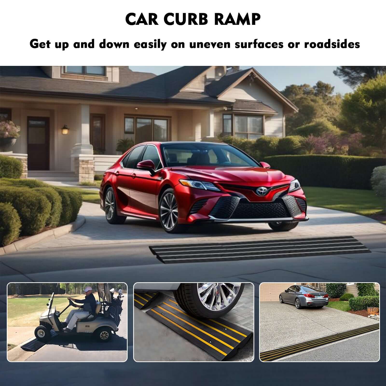 Driveway Rubber Kerb Ramp in 1.2m Sections for Rolled-Edge Kerb