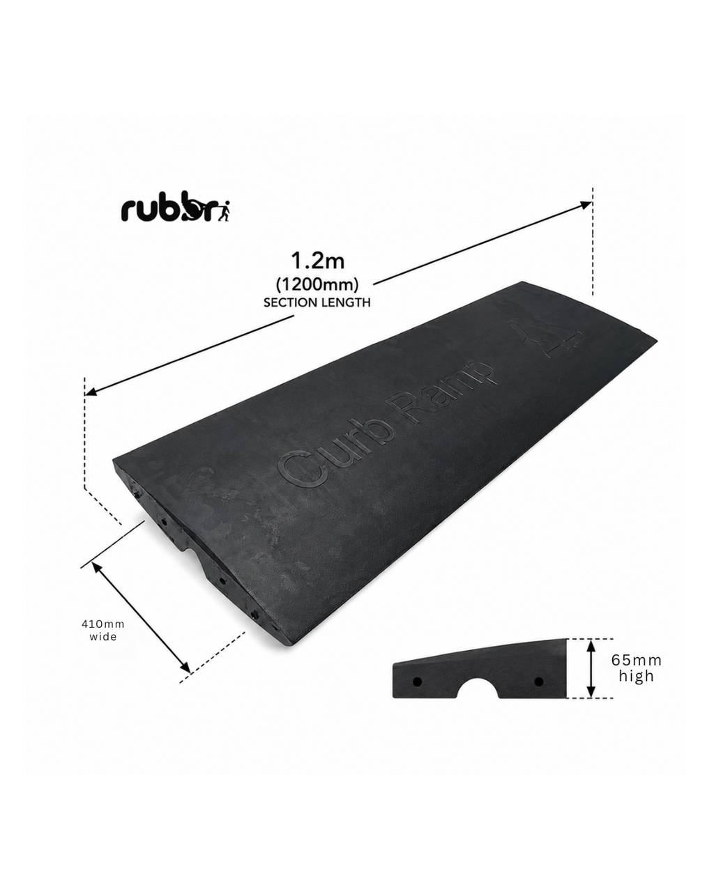 Premium Driveway Rubber Kerb Ramp 1.2m - Centre Module