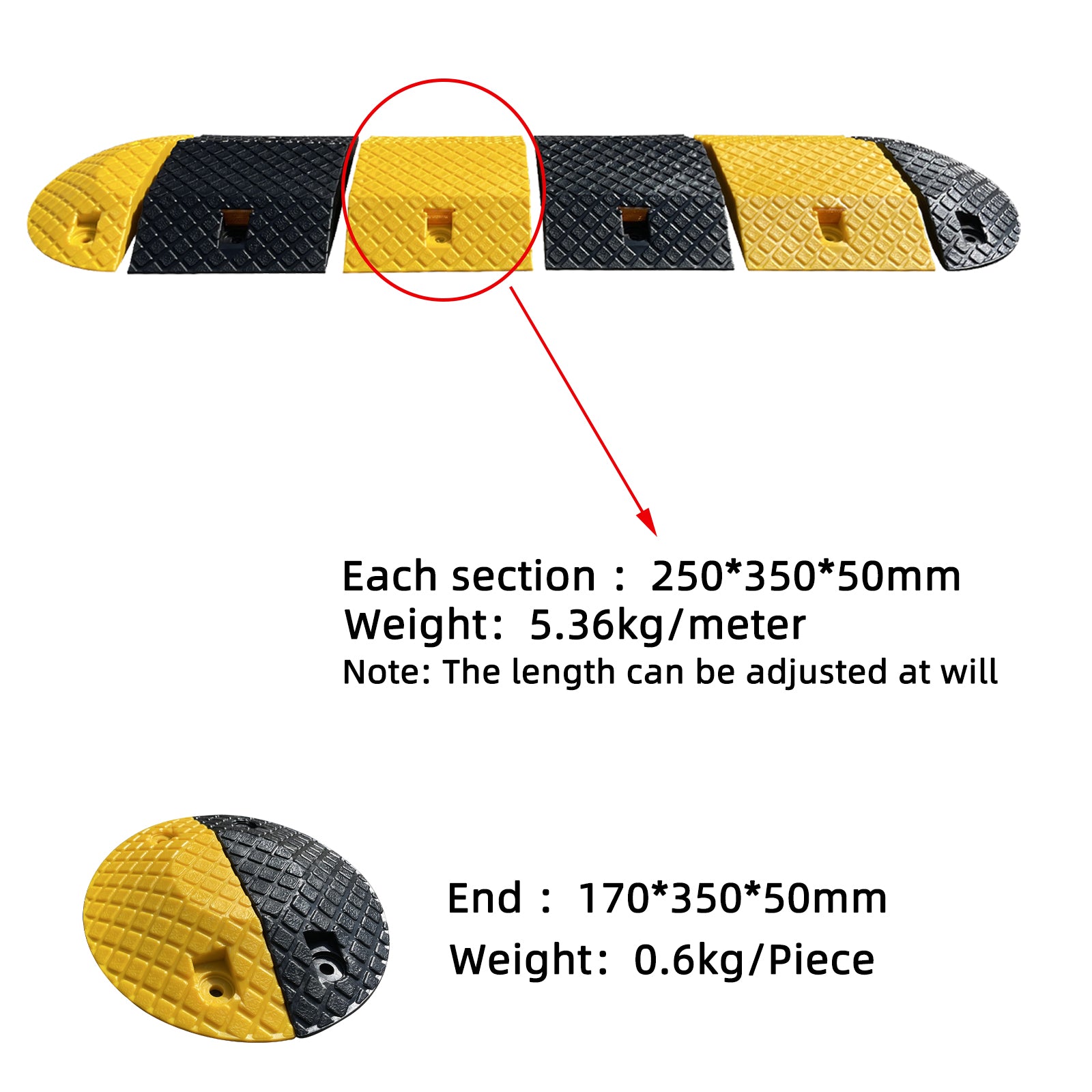 Speed Hump Middle Section 250 x 350 x 45mm(H) (RUBBER)