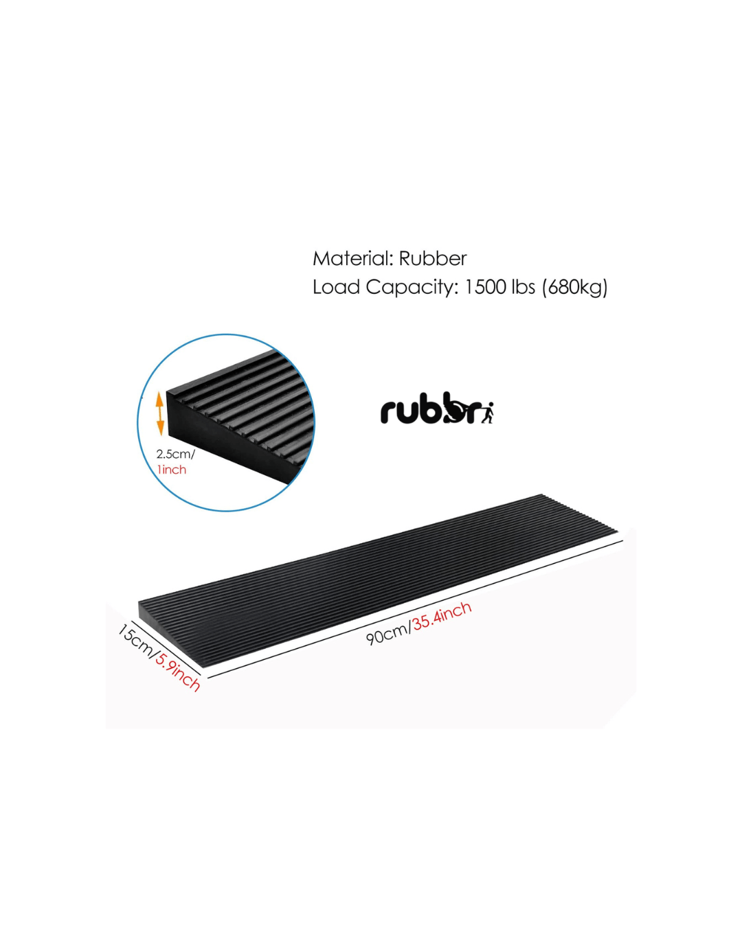 900mm Solid Rubber Threshold Ramp
