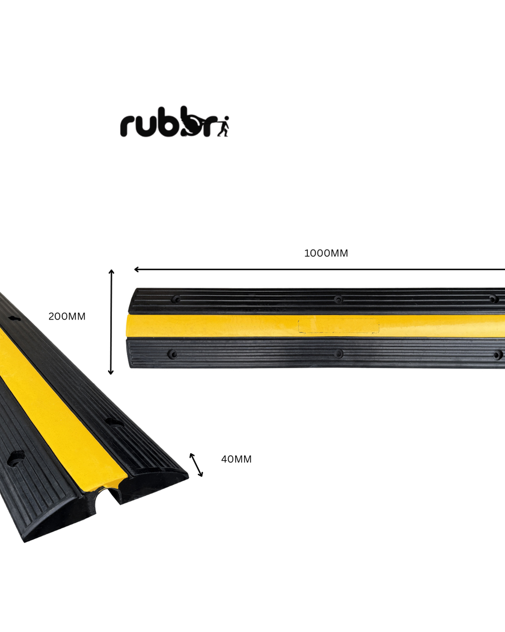 Heavy Duty Rubber Bunding – Middle Section 1000 x 200 x 40mm(H)