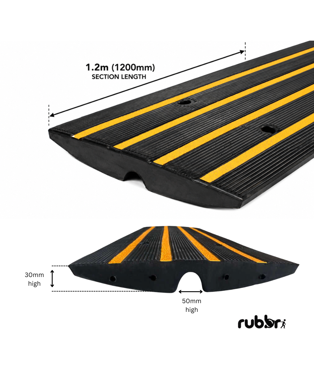 Driveway Rubber Kerb Ramp in 1.2m Sections for Rolled-Edge Kerb