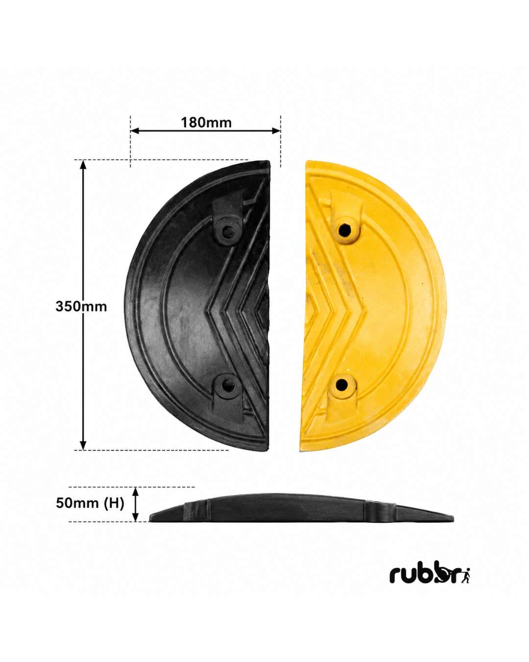 Speed Hump End Section 180 x 350 x 50mm(H) (PLASTIC)