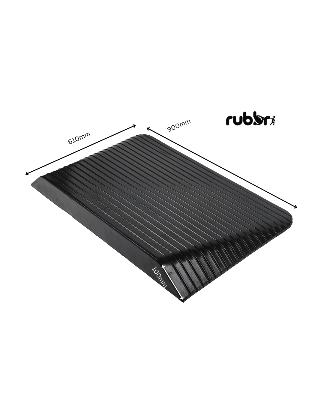 Solid Rubber Wheelchair Threshold Door Ramp With Winged Edges