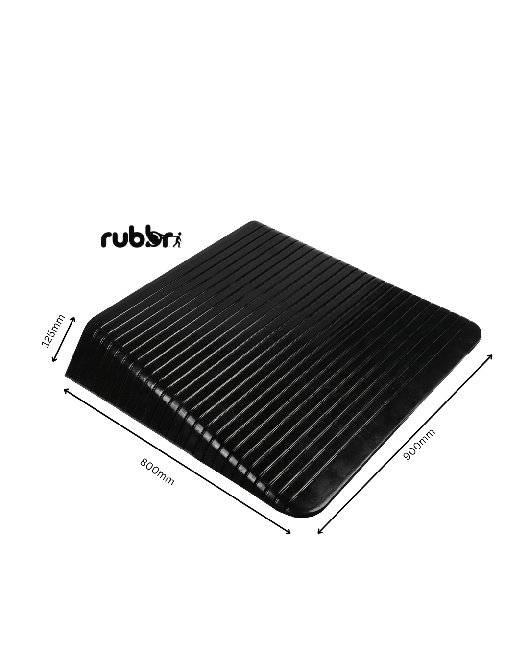 Solid Rubber Wheelchair Threshold Door Ramp With Winged Edges