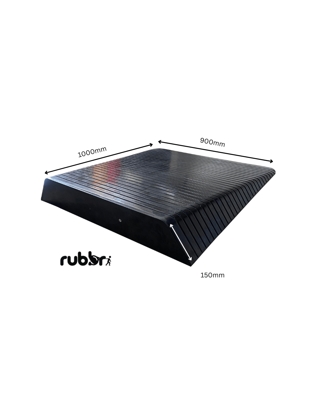 Solid Rubber Wheelchair Threshold Door Ramp With Winged Edges