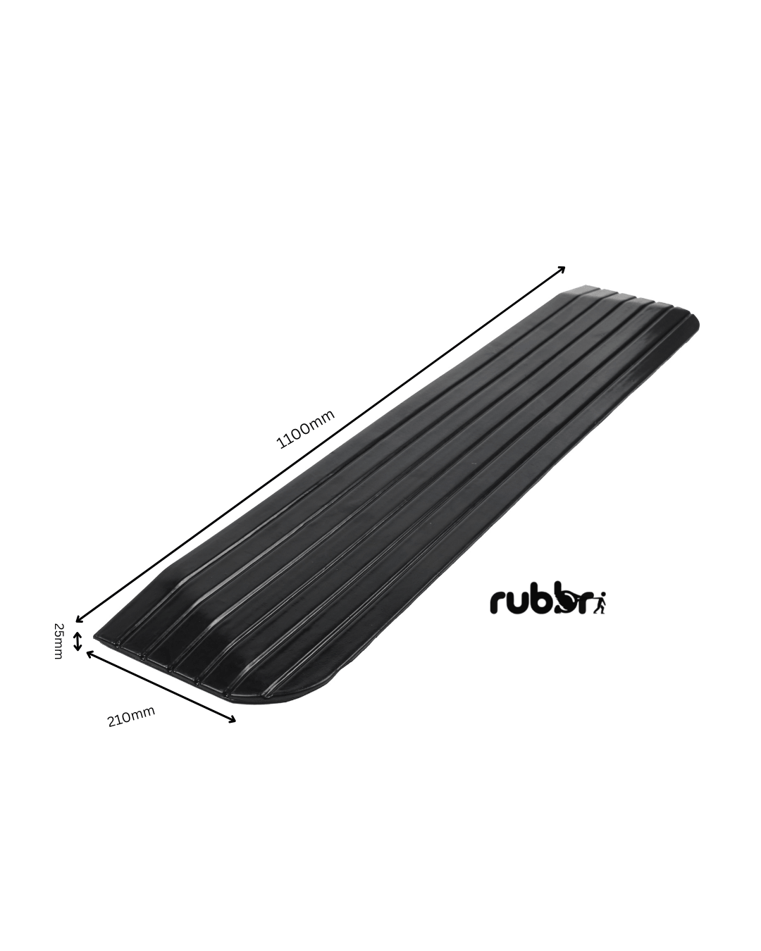 Solid Rubber Wheelchair Threshold Door Ramp With Winged Edges