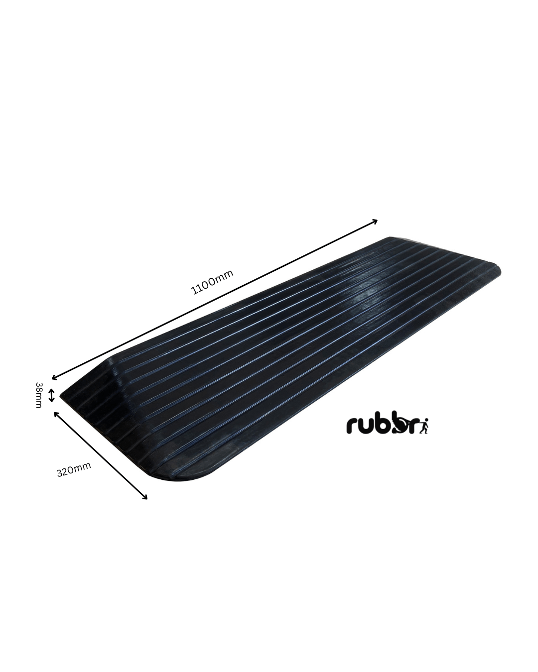 Solid Rubber Wheelchair Threshold Door Ramp With Winged Edges