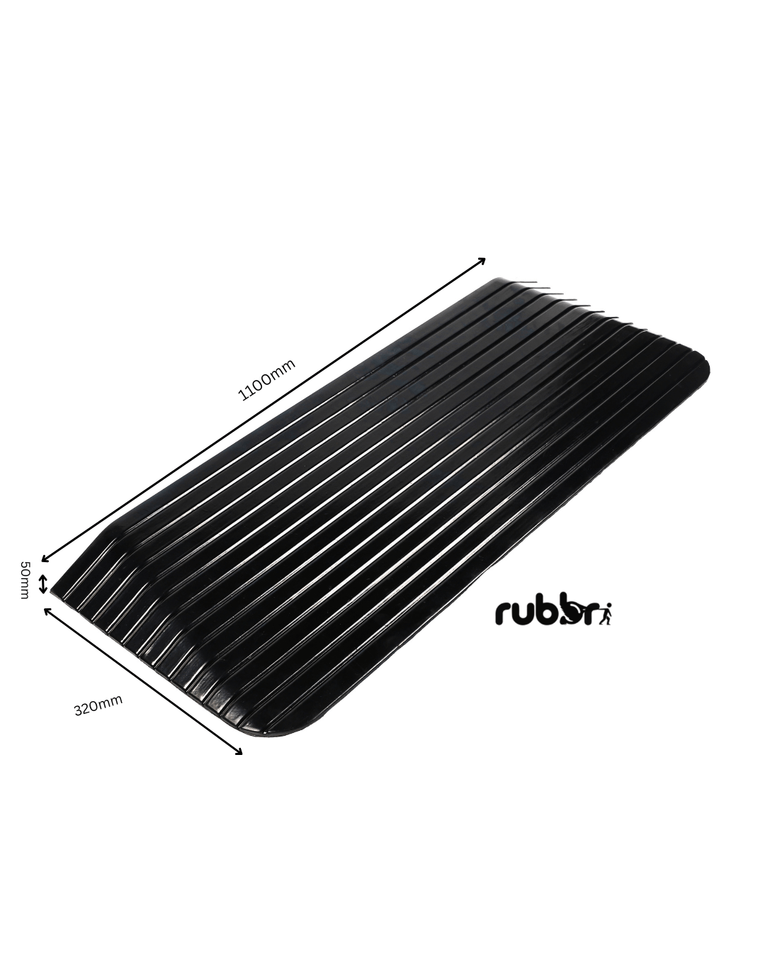 Solid Rubber Wheelchair Threshold Door Ramp With Winged Edges
