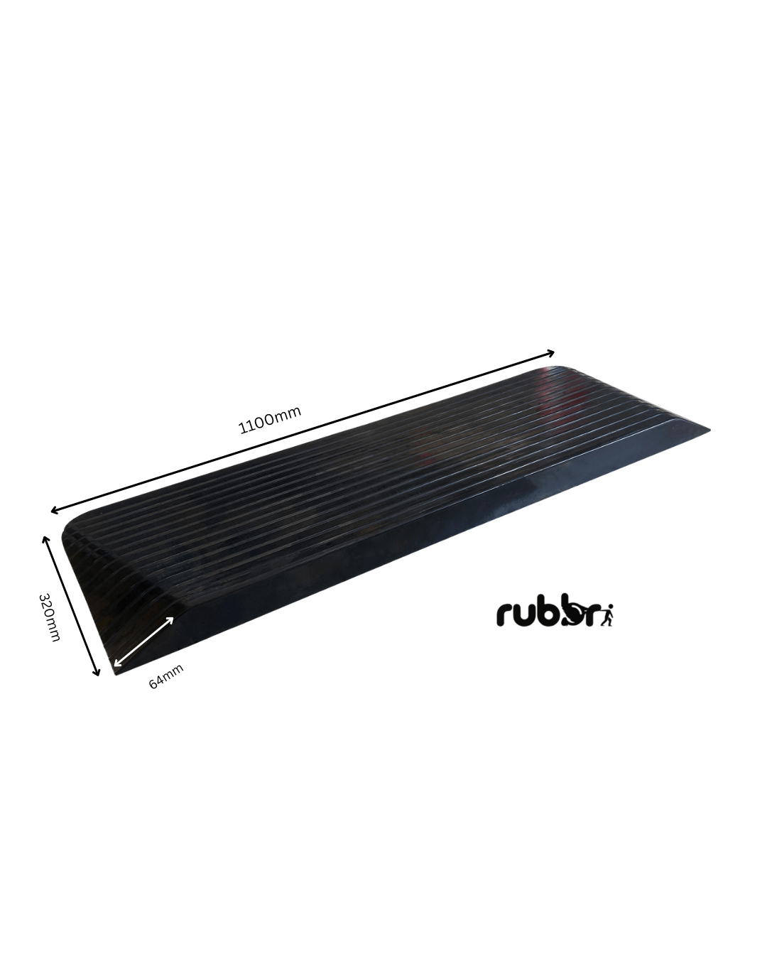 Solid Rubber Wheelchair Threshold Door Ramp With Winged Edges