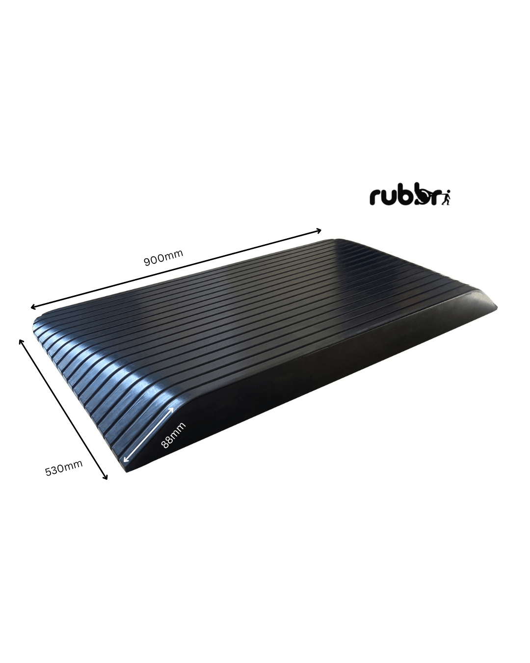 Solid Rubber Wheelchair Threshold Door Ramp With Winged Edges