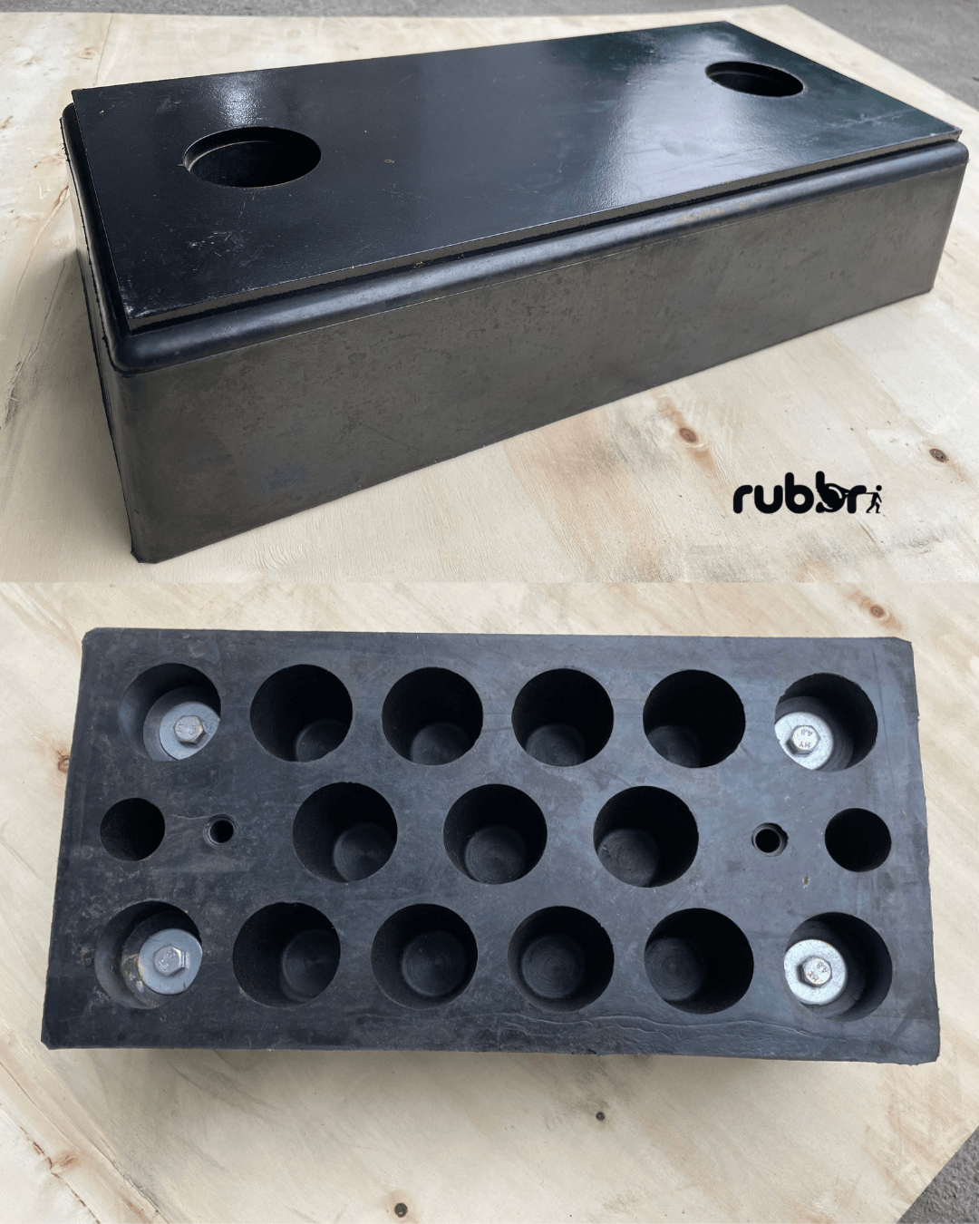Heavy Duty Dock Rubber with 10mm Stainless Steel plate front view