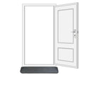 Solid Rubber Wheelchair Threshold Door Ramp With Winged Edges
