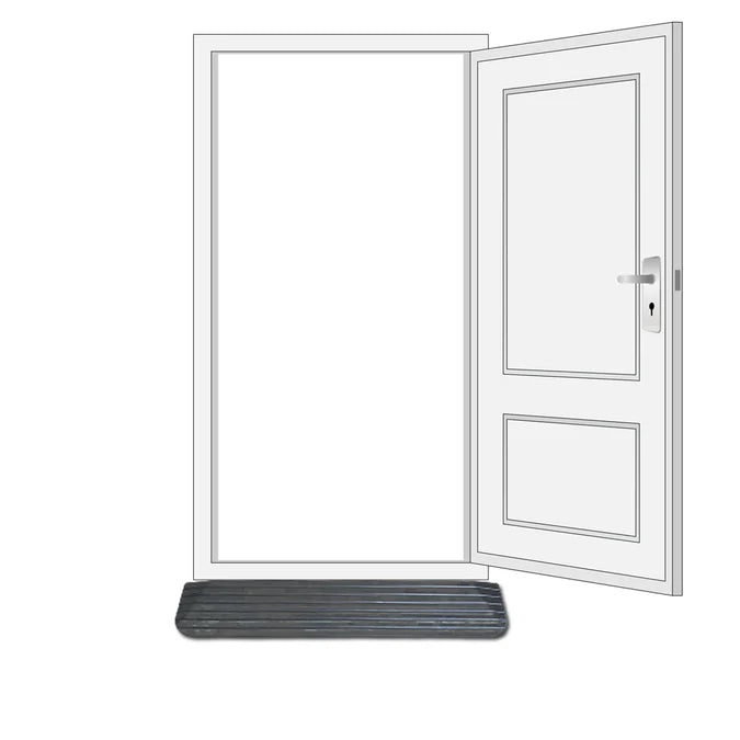 Solid Rubber Wheelchair Threshold Door Ramp With Winged Edges
