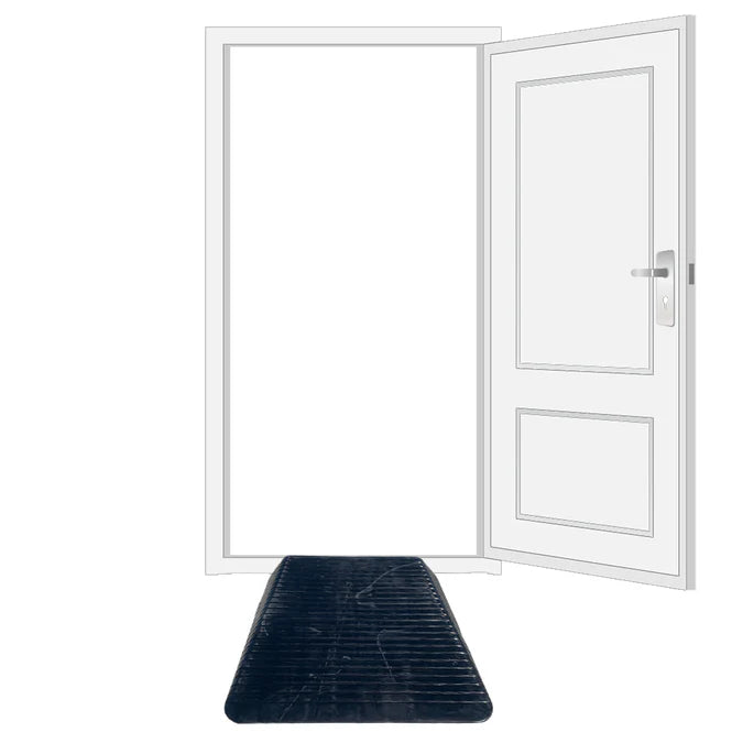 Solid Rubber Wheelchair Threshold Door Ramp With Winged Edges